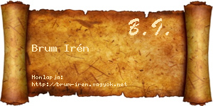 Brum Irén névjegykártya